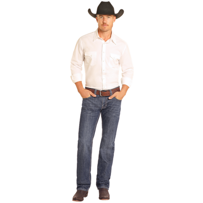 Rock & Roll Denim Two-Tone Stitch Straight Jeans
