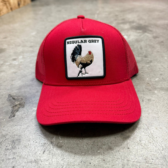 Rooster Patch Trucker Hat - Red