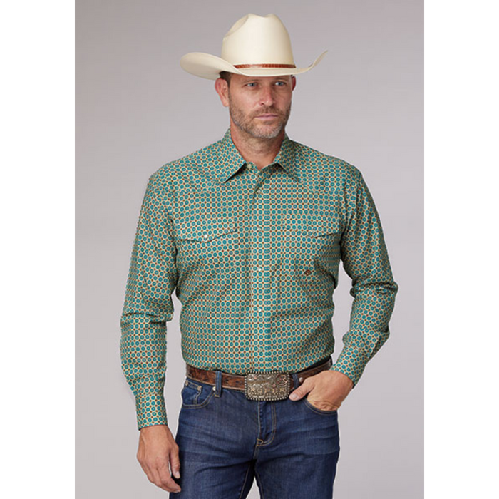 Roper Men's Blue Amarillo Long Sleeve Snap Shirt