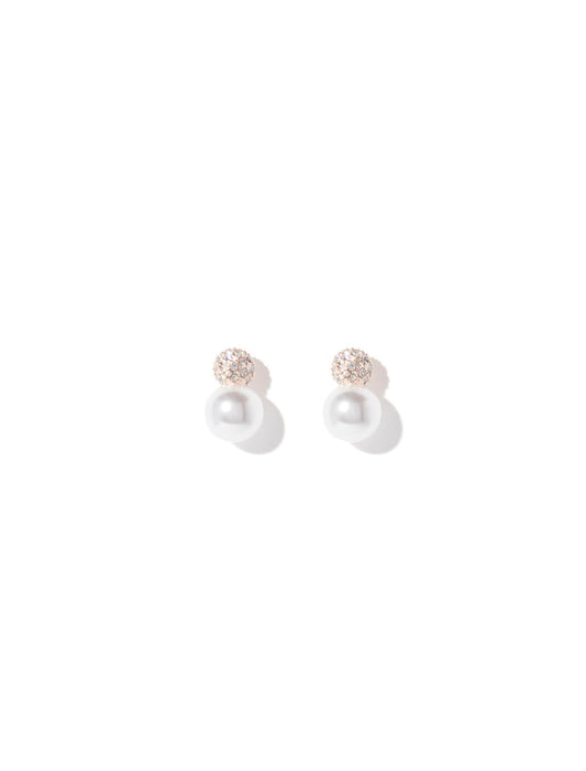 Rose Ball Crystal & Pearl Stud Earrings 0 Rose Gold Forever New