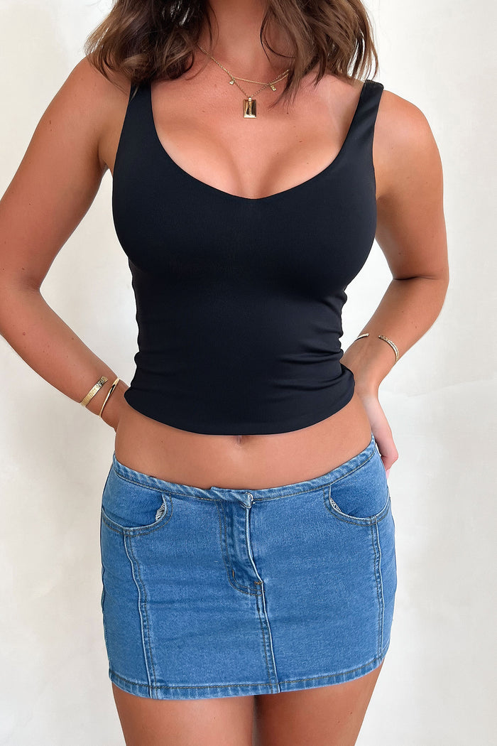 Rosetta Mini Denim Skirt - Blue
