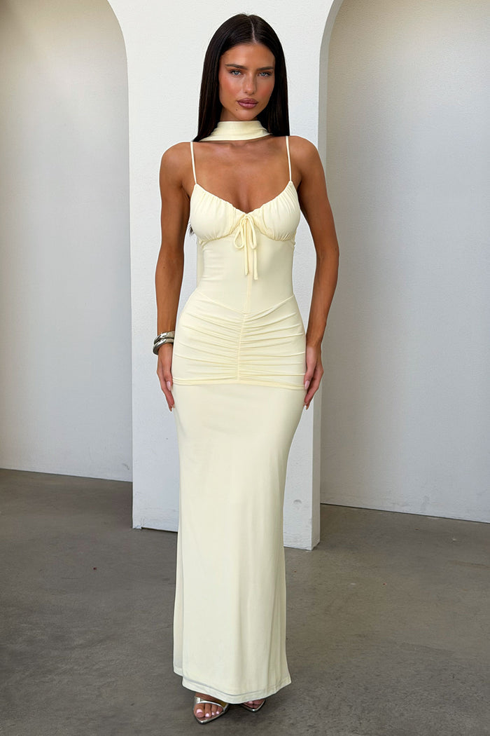 Rosie Mesh Maxi Dress - Baby Yellow
