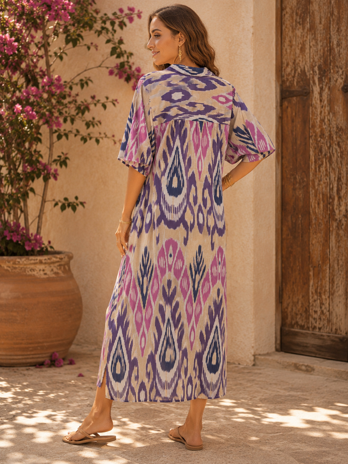 Salma Cotton Tunic Dress Purple