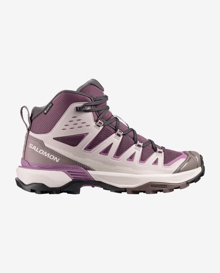 SALOMON X ULTRA 360 EDGE MID GORE-TEX HUCKLEBERRY/SILVER CLOUD WOMENS HIKING SHOES