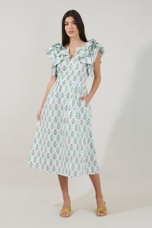 Santana Tie Back Midi Dress Floral