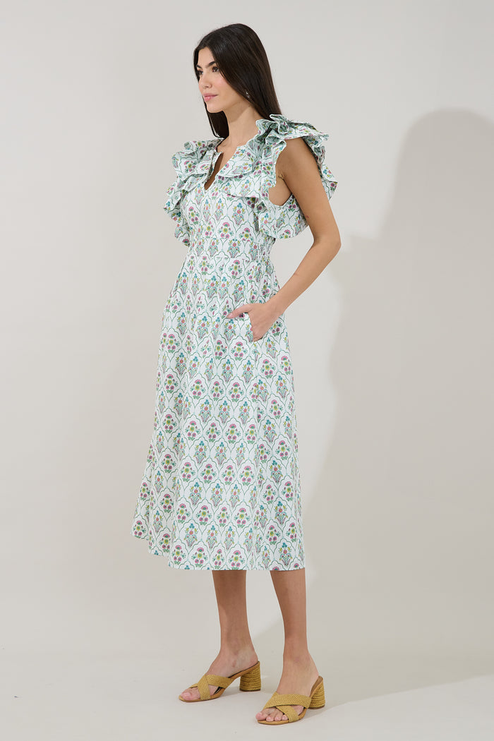 Santana Tie Back Midi Dress Floral