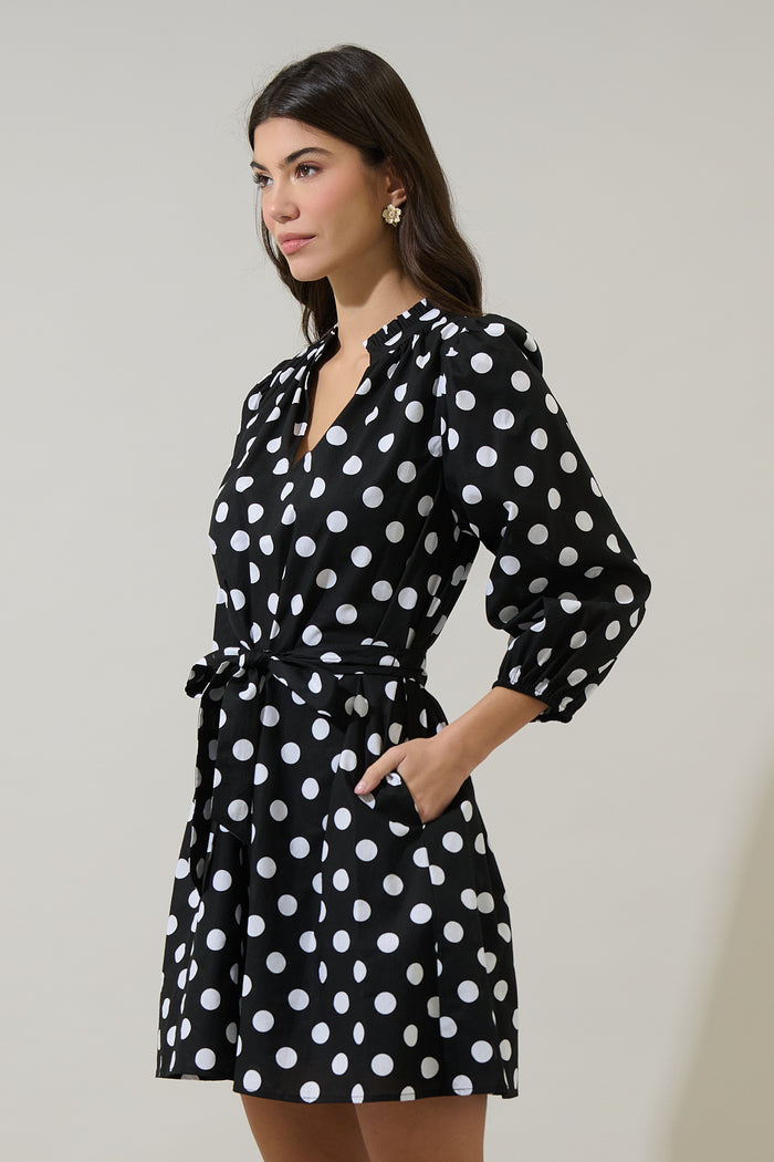 Saraya Dot Eira Poplin Mini Dress