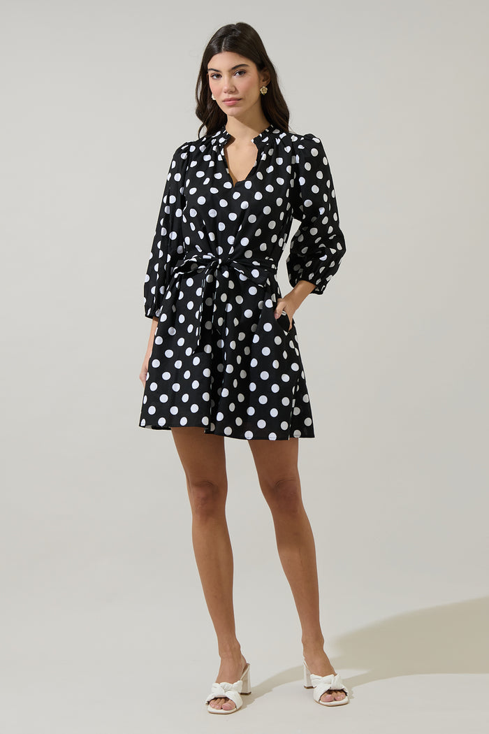 Saraya Dot Eira Poplin Mini Dress