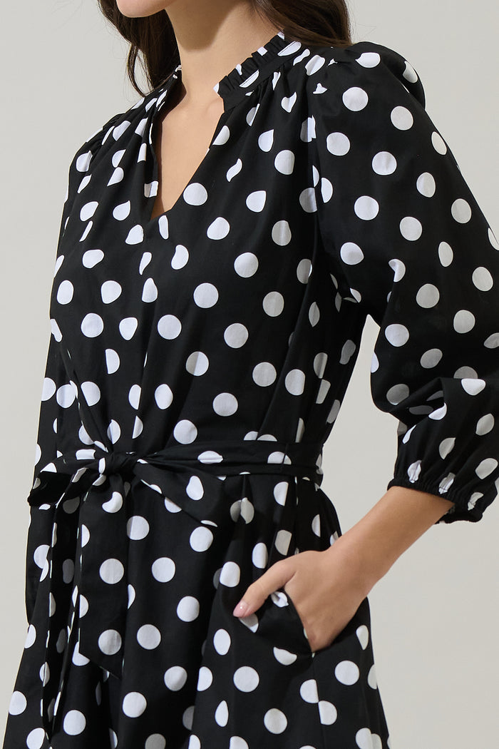 Saraya Dot Eira Poplin Mini Dress