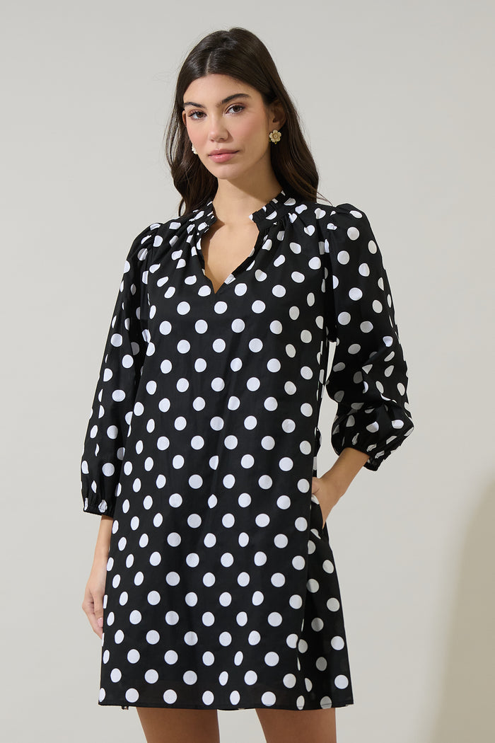 Saraya Dot Eira Poplin Mini Dress