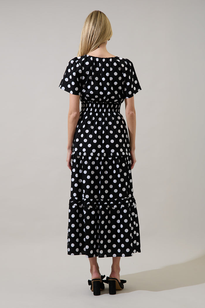 Saraya Dot Palmer Poplin Tiered Maxi Dress