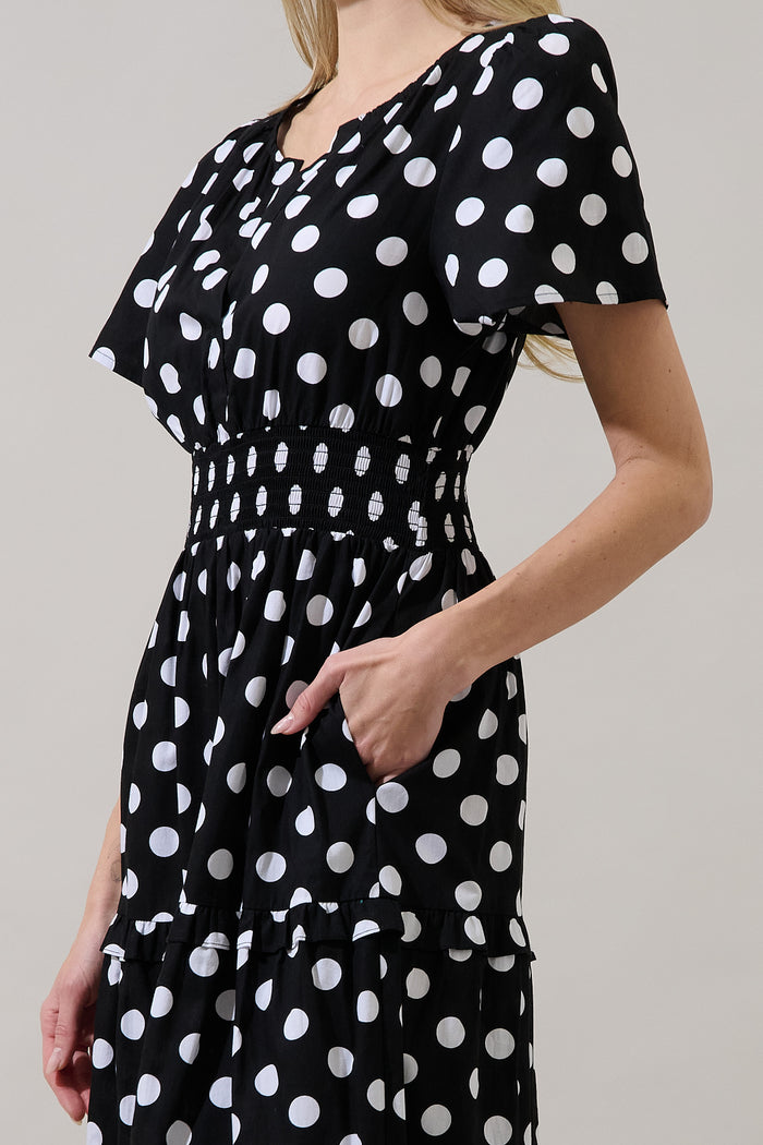 Saraya Dot Palmer Poplin Tiered Maxi Dress
