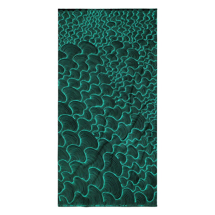 A mesmerizing optical art design sets intense, shaky electric cyan lines against a stark void black background. Contact us with accessibility feedback, we'd love to help!