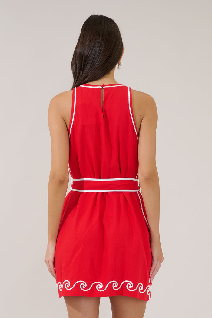 Seahorse Embroidered Mini Dress