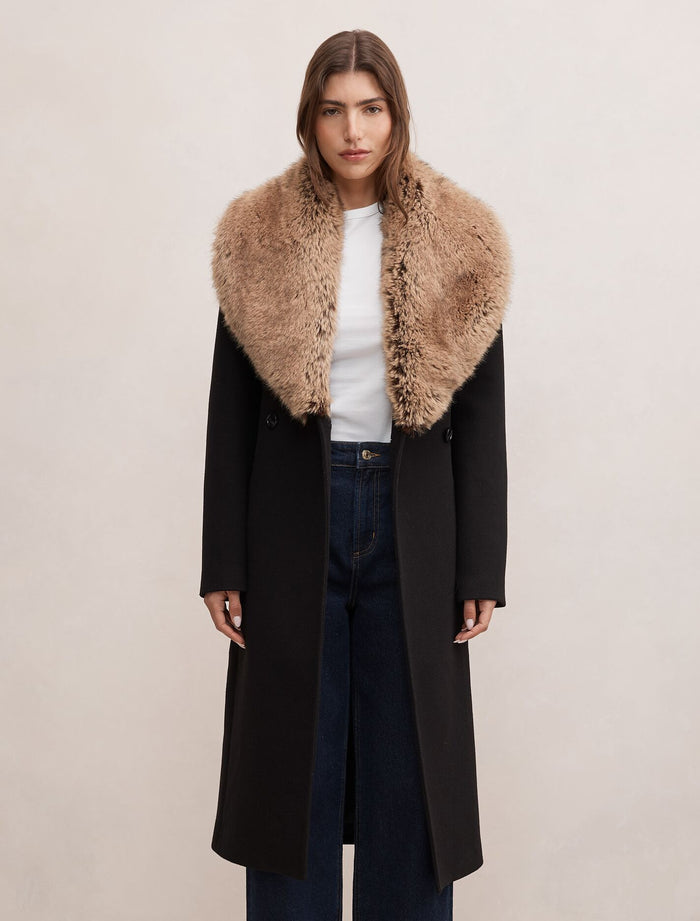 Shelby Faux Fur Collar Coat Forever New