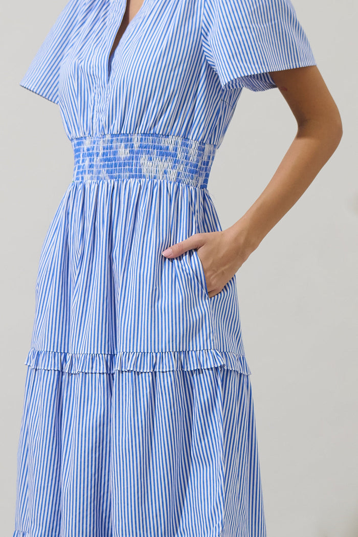 Sherah Striped Palmer Poplin Tiered Maxi Dress
