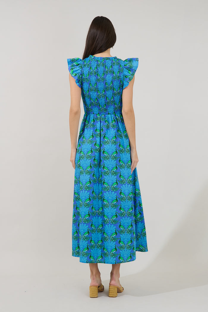 Sherly Smocked Midi Dress Peacock