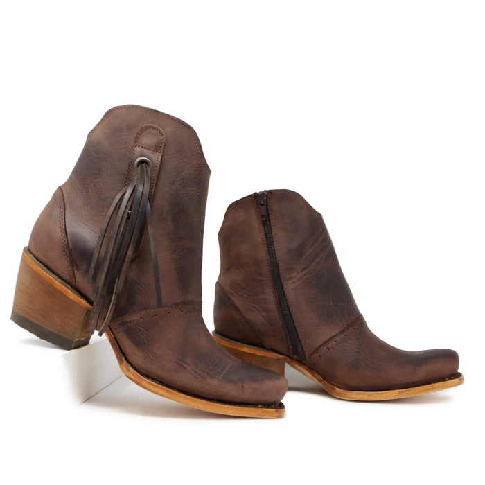 "Sierra" Artillero Fringe Bootie- Brown