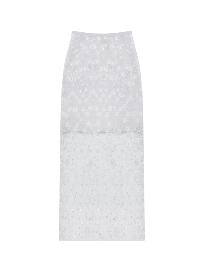 Silver Crystal Sequin Beaded Skirt