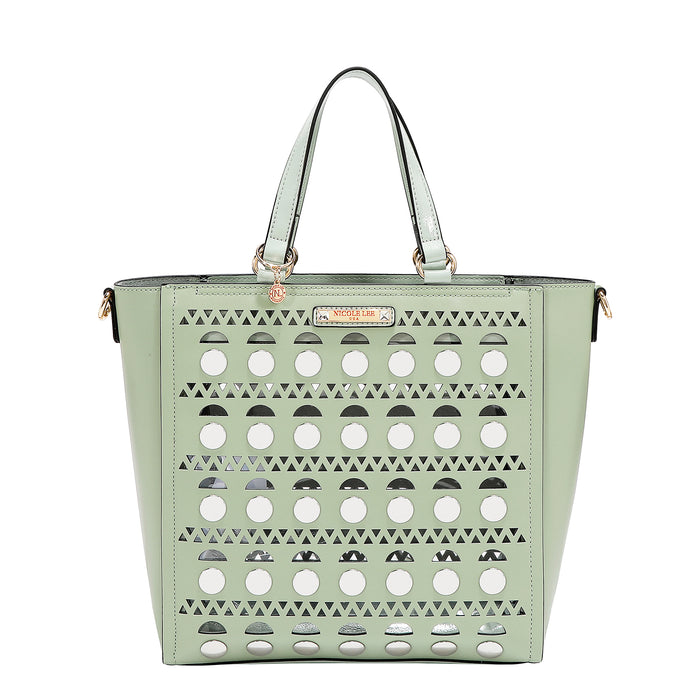SILVER POP STUD TOTE BAG