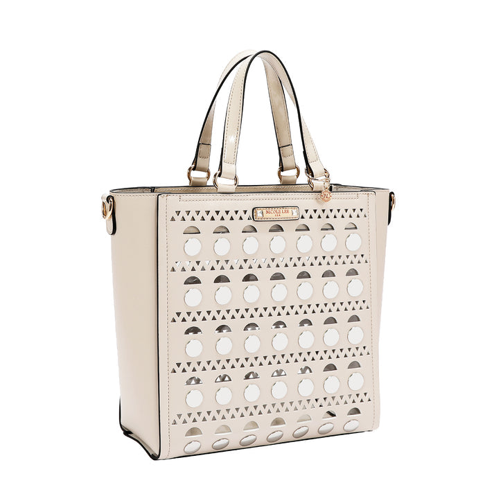 SILVER POP STUD TOTE BAG