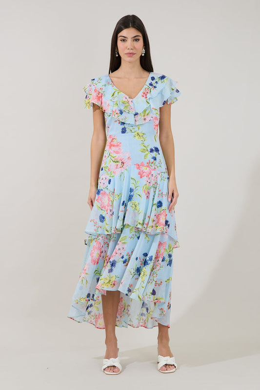 Sinclair Ruffle Tiered Midi Dress Missa Floral