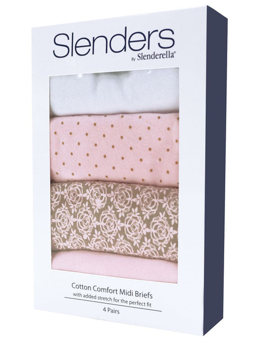 Slenderella Cotton Comfort Midi Brief - Pink - Slenderella