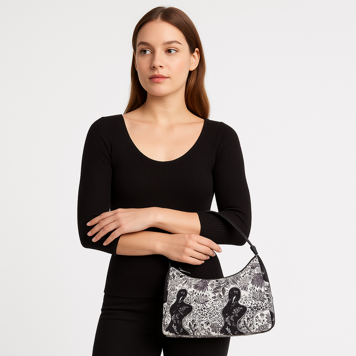 Women's monochrome shoulder hobo bag for work, travel, and daily use-model image