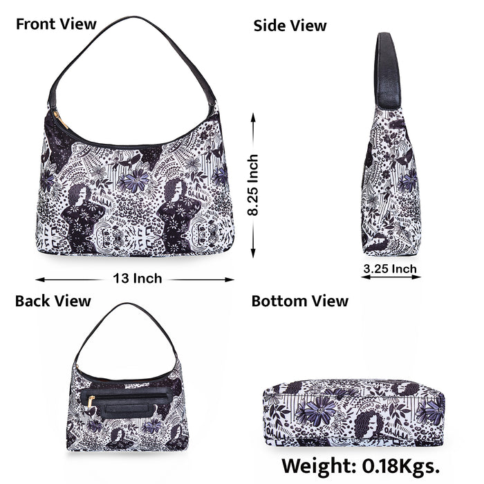 Women's monochrome shoulder hobo bag for work, travel, and daily use-infographic image