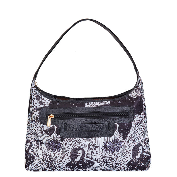 Women's monochrome shoulder hobo bag for work, travel, and daily use-back view