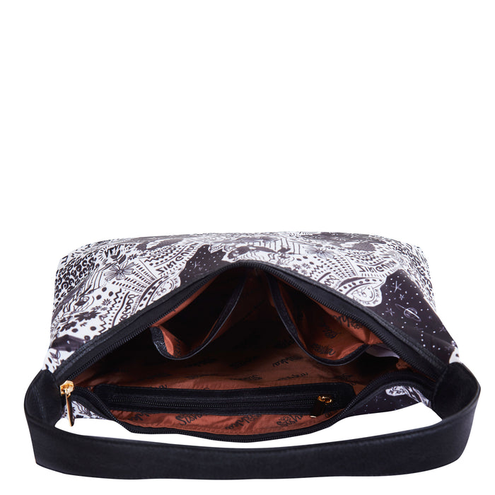 Women's monochrome shoulder hobo bag for work, travel, and daily use-interior with zipper pocket