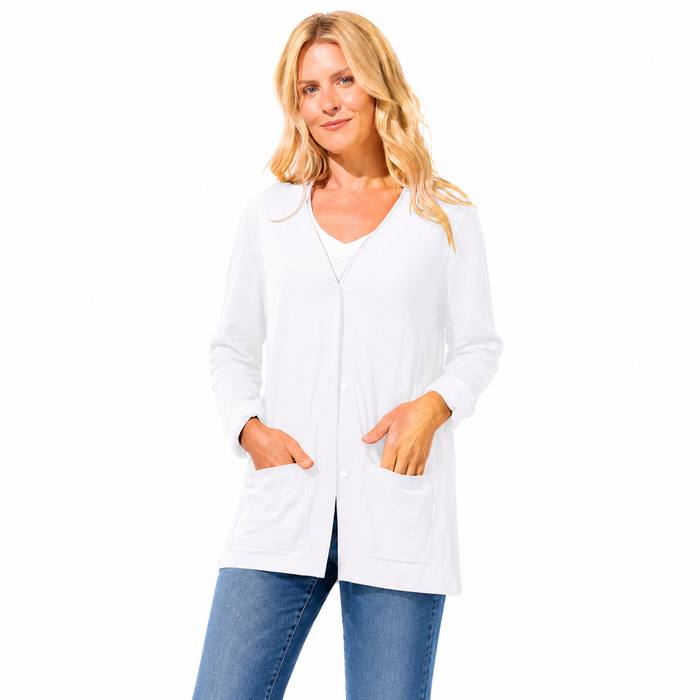 Soft Cotton Knit Cardigan in White - 10070 - Size M Only!