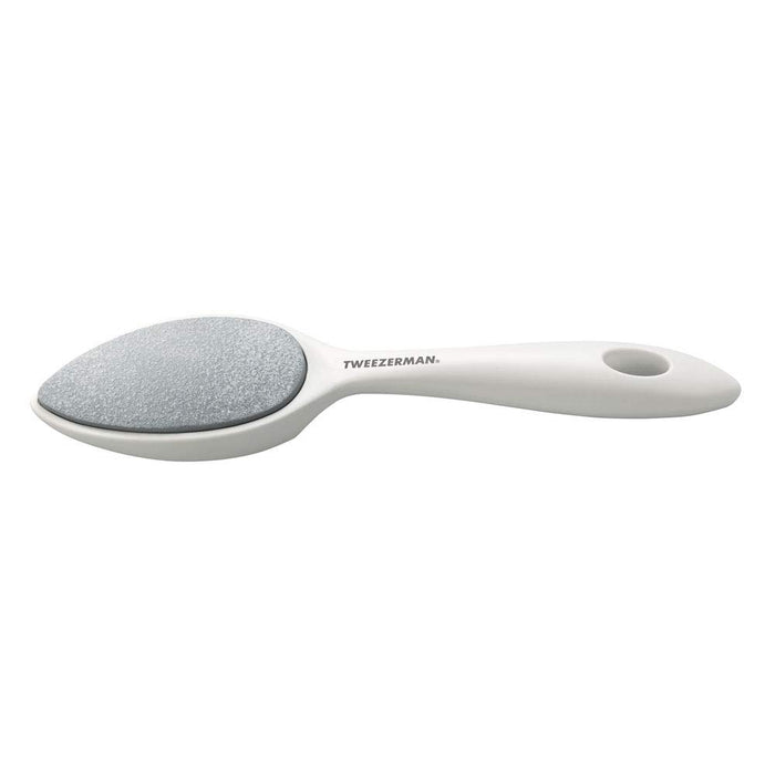 Sole Smoother Antibacterial Callus Stone | Tweezerman with ergonomic white handle and textured gray callus surface for effective skincare and body care.