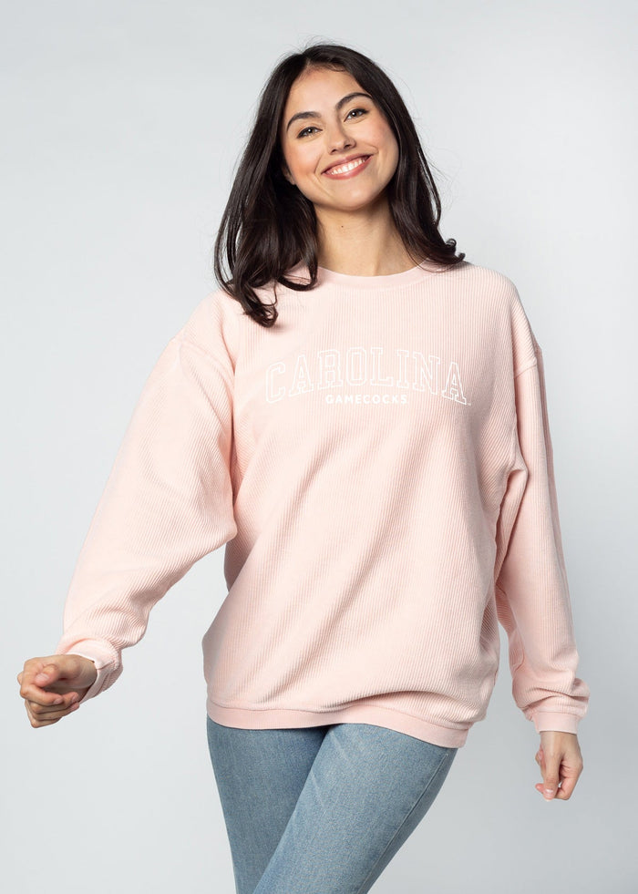 South Carolina Gamecocks Unisex Urban-Pink Oversized Premium cotton corded fleece Sweatshirt with Super soft hand feel, vintage wash and ribbed crew neckline, cuffs, and hemline