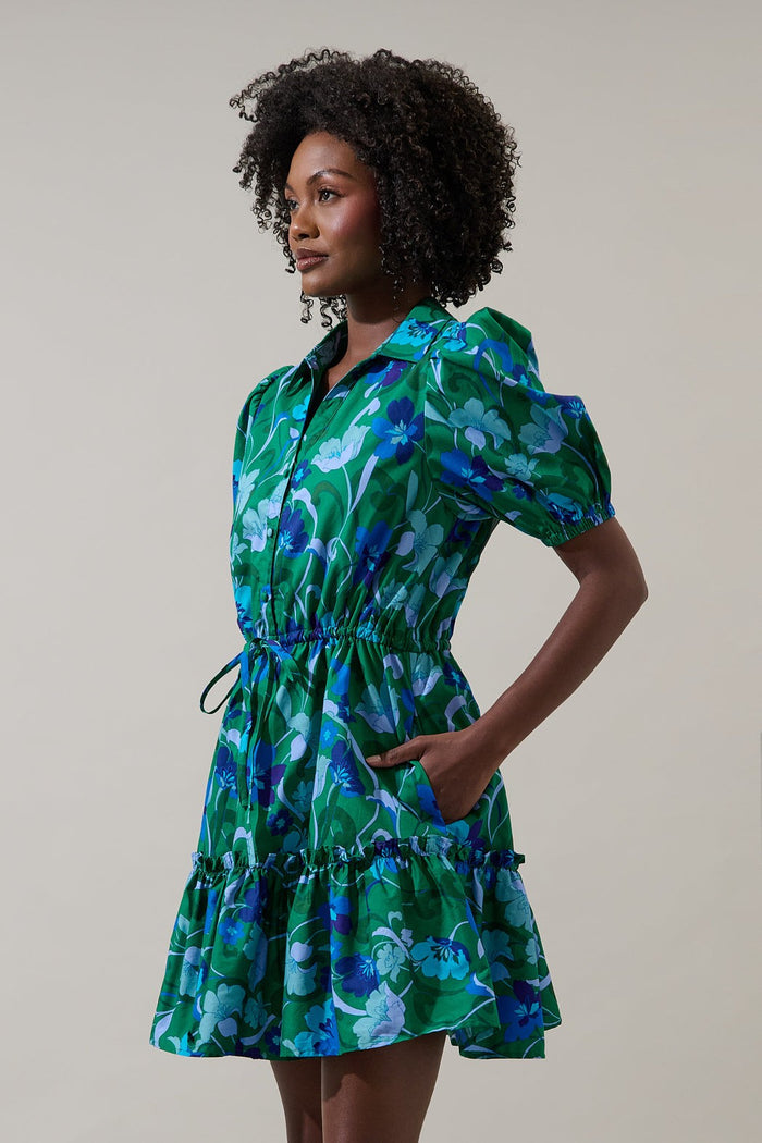 Stacie Button Down Mini Dress Lomeli Floral