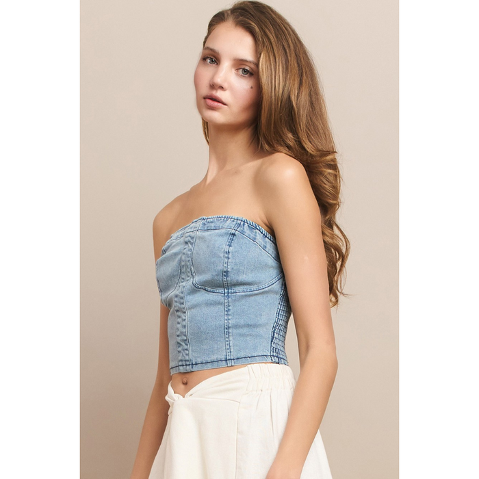 Strapless Bustier Denim Tube Top