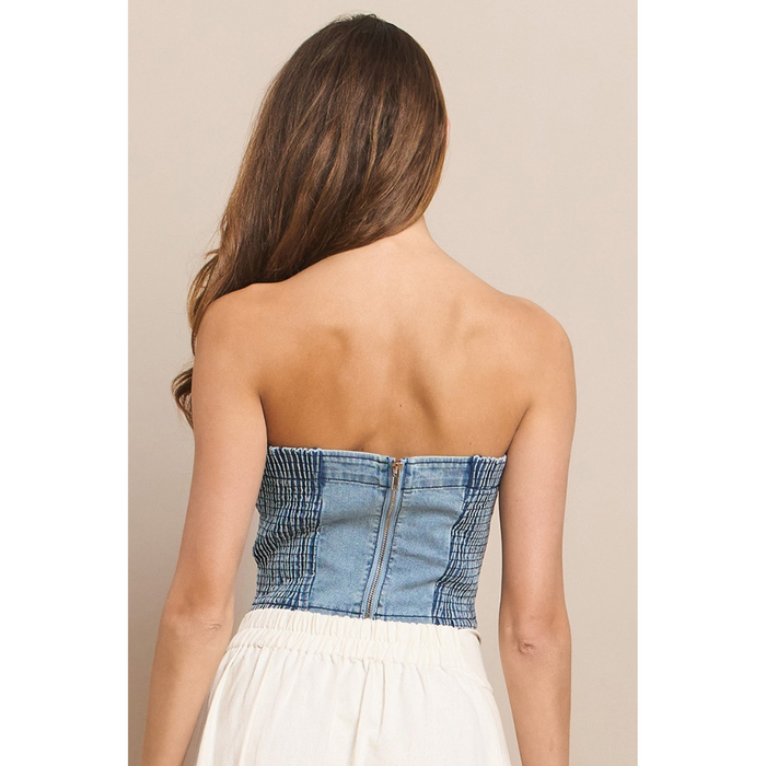 Strapless Bustier Denim Tube Top