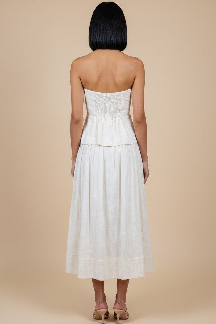 Strapless Bustier Style Midi Dress