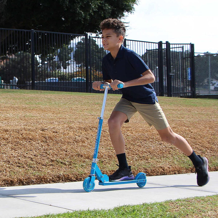 Street Runner Folding Kick Scooter with 120mm LED Wheels, Lightweight, Adjustable handlebar - Shoppers-kart.com