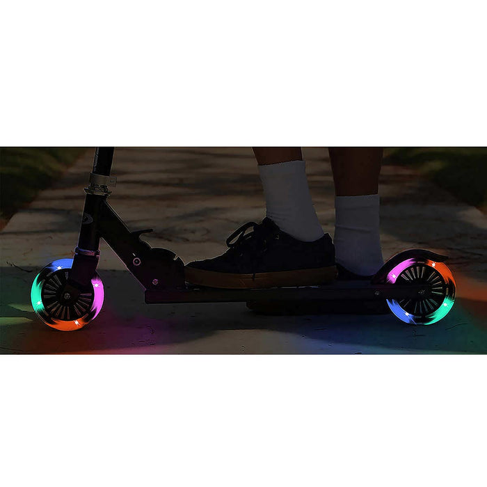 Street Runner Folding Kick Scooter with 120mm LED Wheels, Lightweight, Adjustable handlebar - Shoppers-kart.com