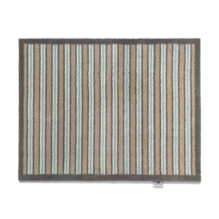 Stripe 83 Beige Blue Washable Doormat 1