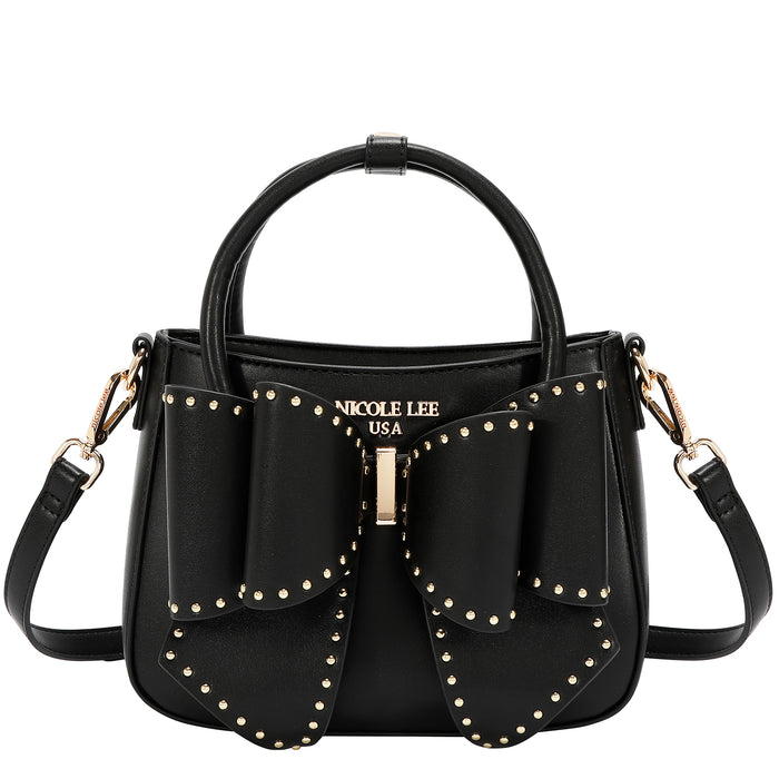 STUDDED BOW HANDBAG