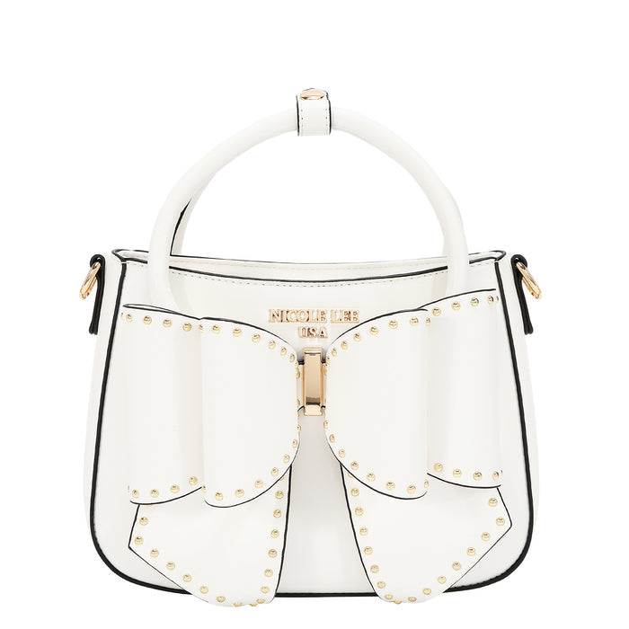 STUDDED BOW HANDBAG
