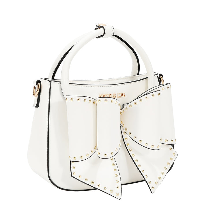 STUDDED BOW HANDBAG