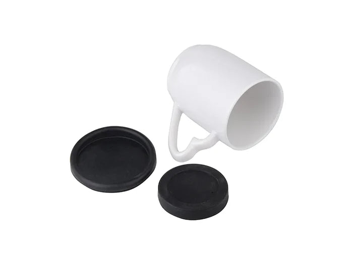 Sublimation 12oz/360ml Ceramic Mug w/ Silicon Lid and Base (Black)