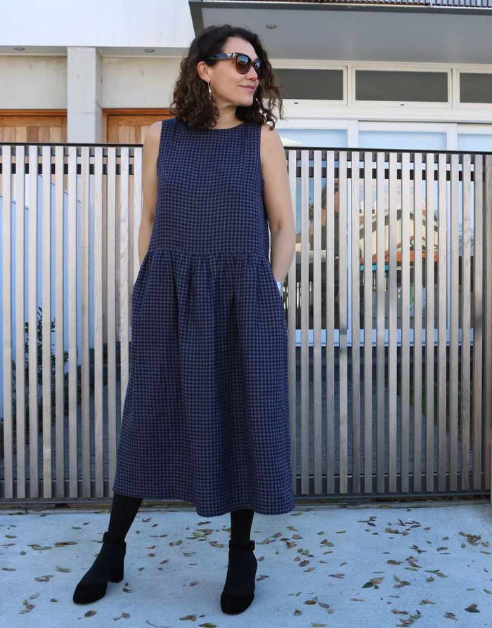 Sunloom Check Linen Felicia Dress, Complete Dressmaking Kit, Tessuti
