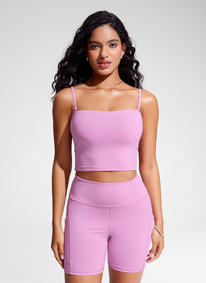 CRZ YOGA Womens Bandeau Bikini Tops Strapless Swimsuit Vita Pink