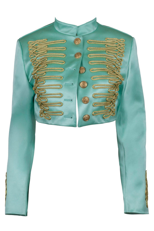 SURRENDER Jacket Teal Satin