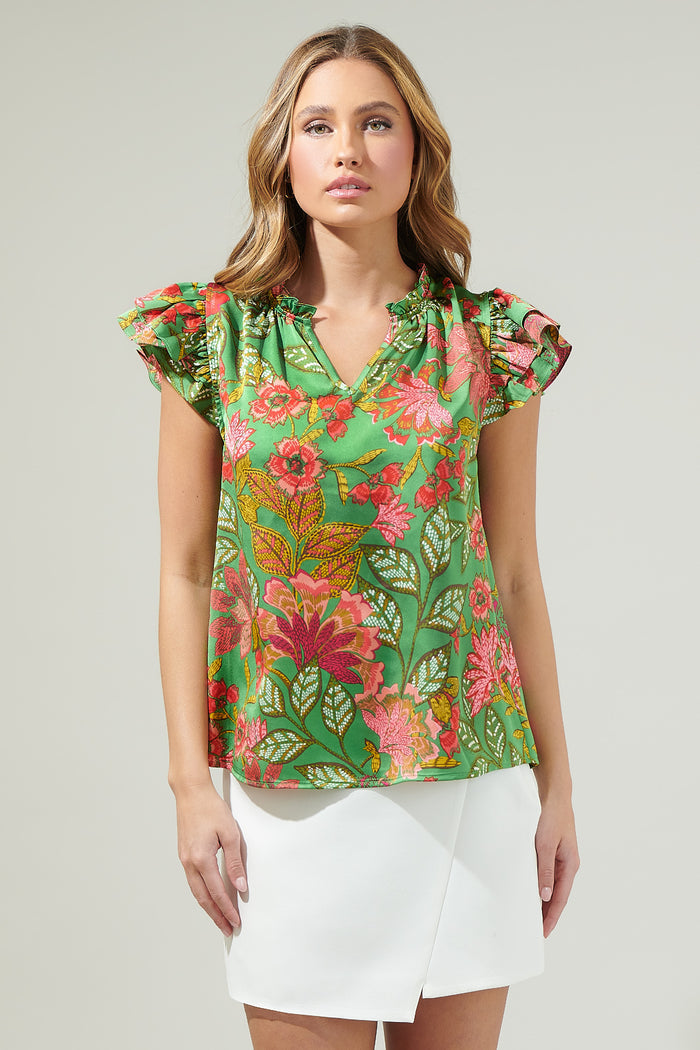 Susy Paradise Bellissima Ruffle Sleeve Top