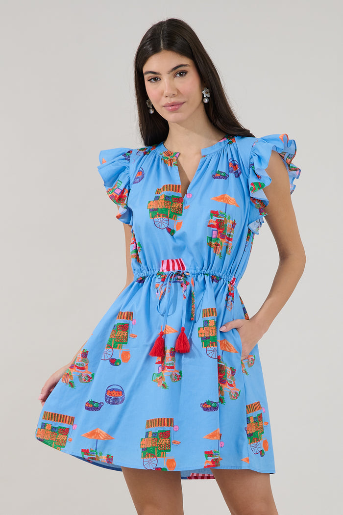Sutton Drawstring Mini Dress Flower Mart